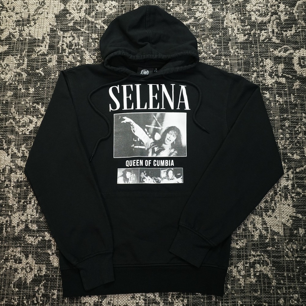 Selena Queen of‎ Cumbia Hoodie Sweatshirt Womens S Black Graphic Retro Music